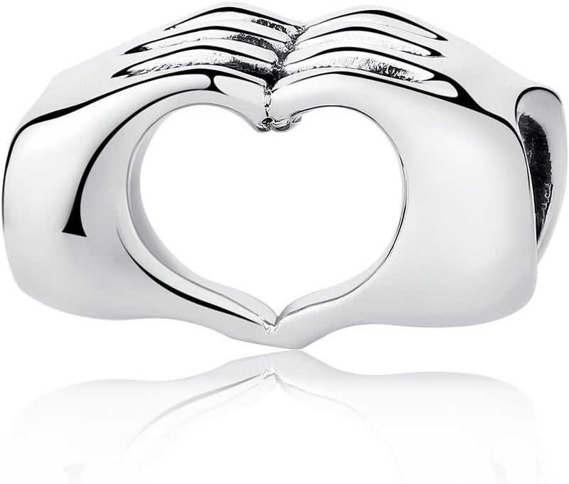 VOROCO Store 925 Sterling Silver Love Heart Charm for Charm Bracelet, Christmas Mother's Day Birthday Perfect Jewelry Gifts for Mom Grandma Daughter Friend Sister - Image 1